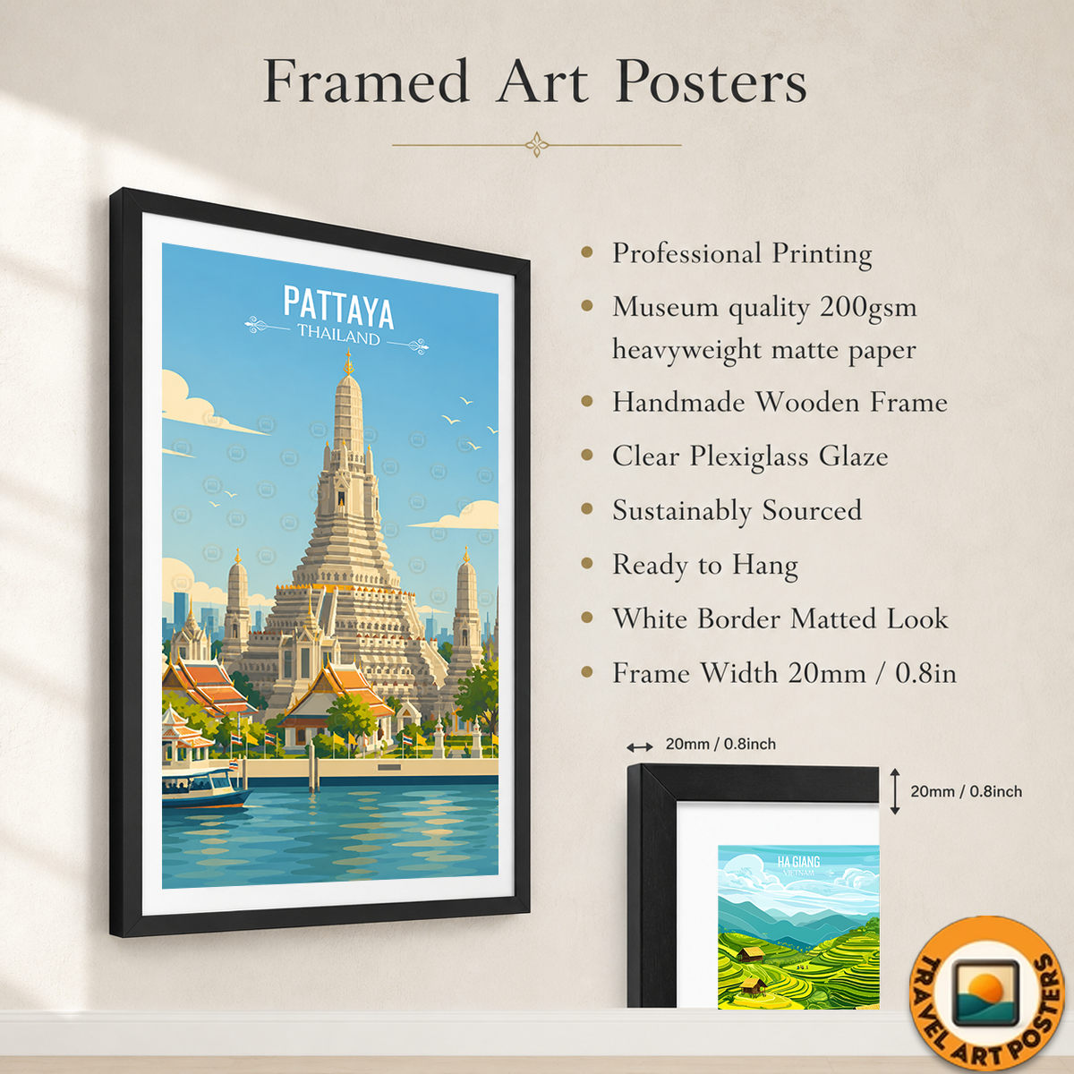 Pattaya - Thailand - Travel Poster Vintage Style Wall Art Print