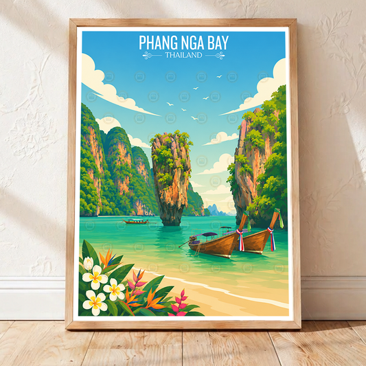 Phang NGA Bay - Thailand - Travel Poster Vintage Style Wall Art Print - Art Print - Travel Art Poster