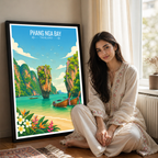 Phang NGA Bay - Thailand - Travel Poster Vintage Style Wall Art Print