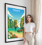 Phang NGA Bay - Thailand - Travel Poster Vintage Style Wall Art Print