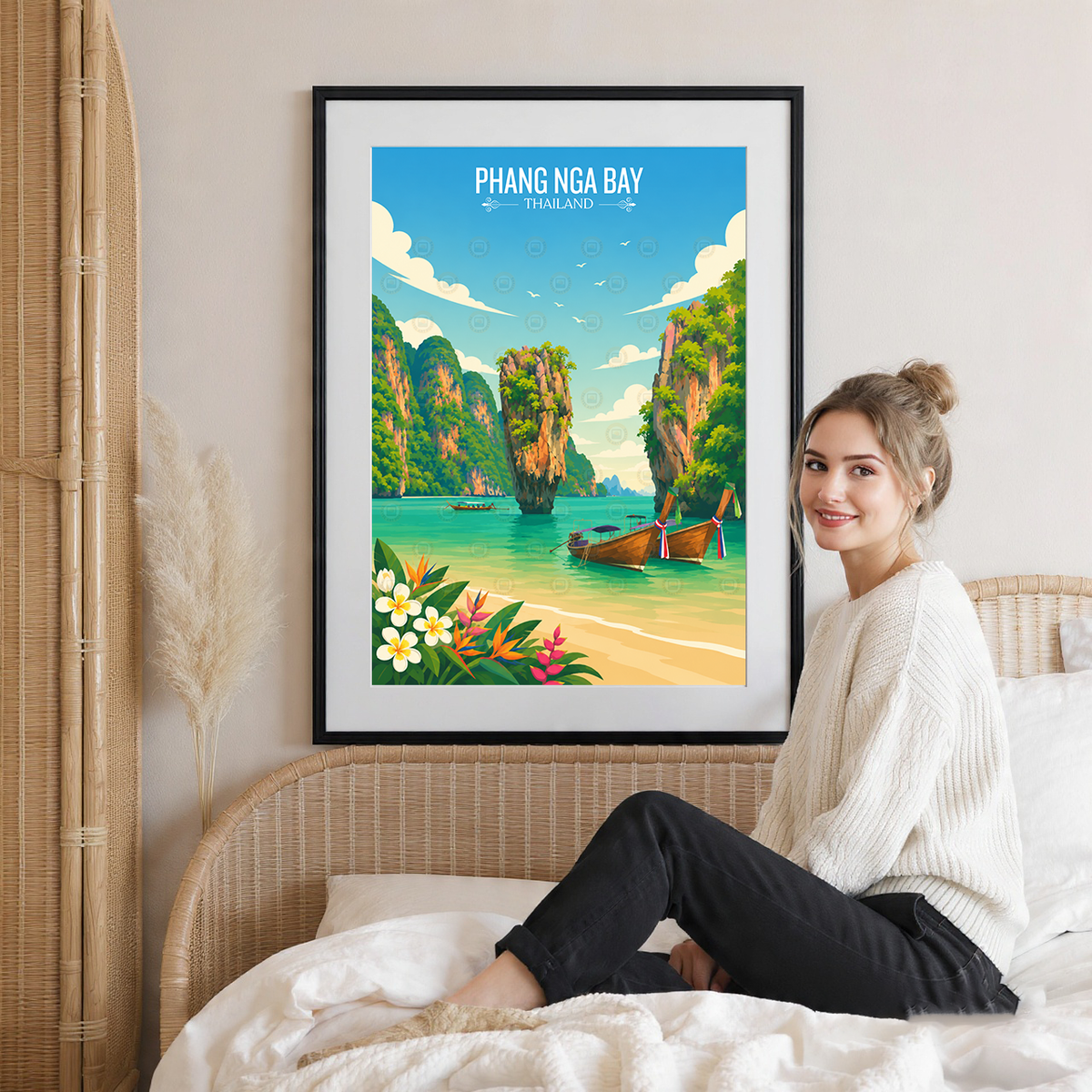 Phang NGA Bay - Thailand - Travel Poster Vintage Style Wall Art Print
