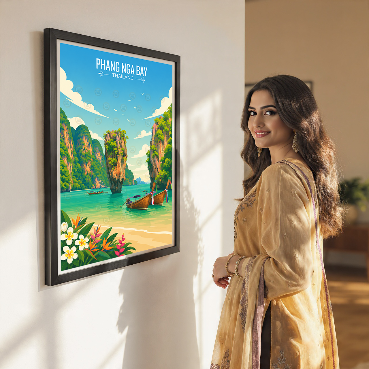 Phang NGA Bay - Thailand - Travel Poster Vintage Style Wall Art Print