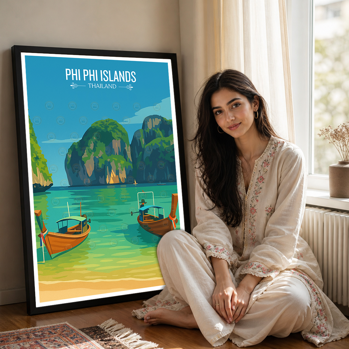Phi Phi Island - Thailand - Travel Poster Vintage Style Wall Art Print