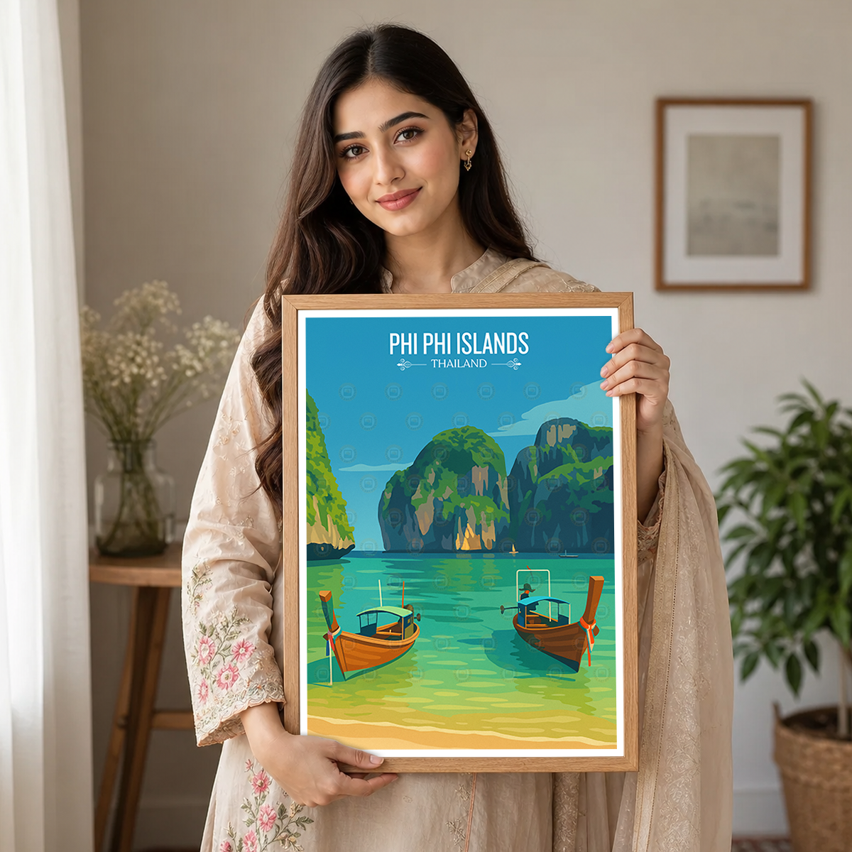 Phi Phi Island - Thailand - Travel Poster Vintage Style Wall Art Print