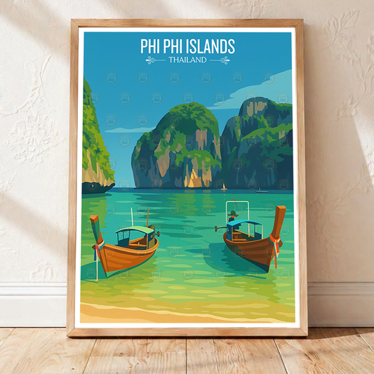 Phi Phi Island - Thailand - Travel Poster Vintage Style Wall Art Print - Art Print - Travel Art Poster
