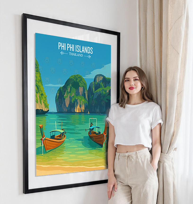 Phi Phi Island - Thailand - Travel Poster Vintage Style Wall Art Print
