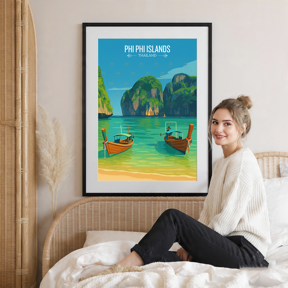 Phi Phi Island - Thailand - Travel Poster Vintage Style Wall Art Print