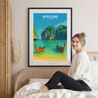 Phi Phi Island - Thailand - Travel Poster Vintage Style Wall Art Print
