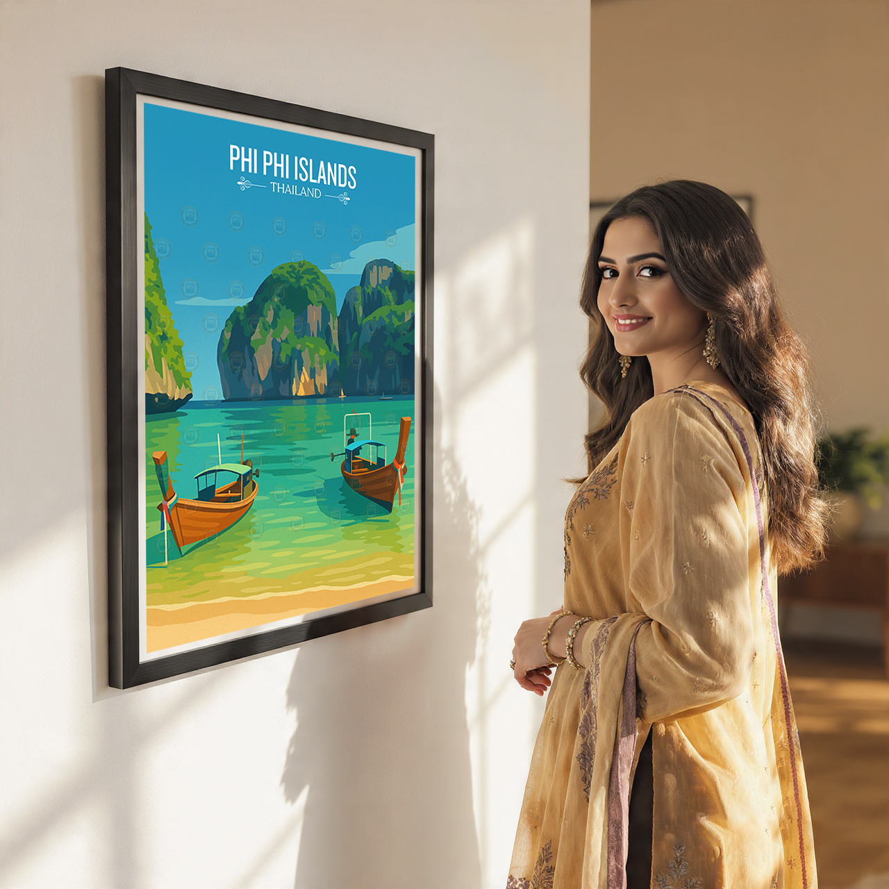Phi Phi Island - Thailand - Travel Poster Vintage Style Wall Art Print