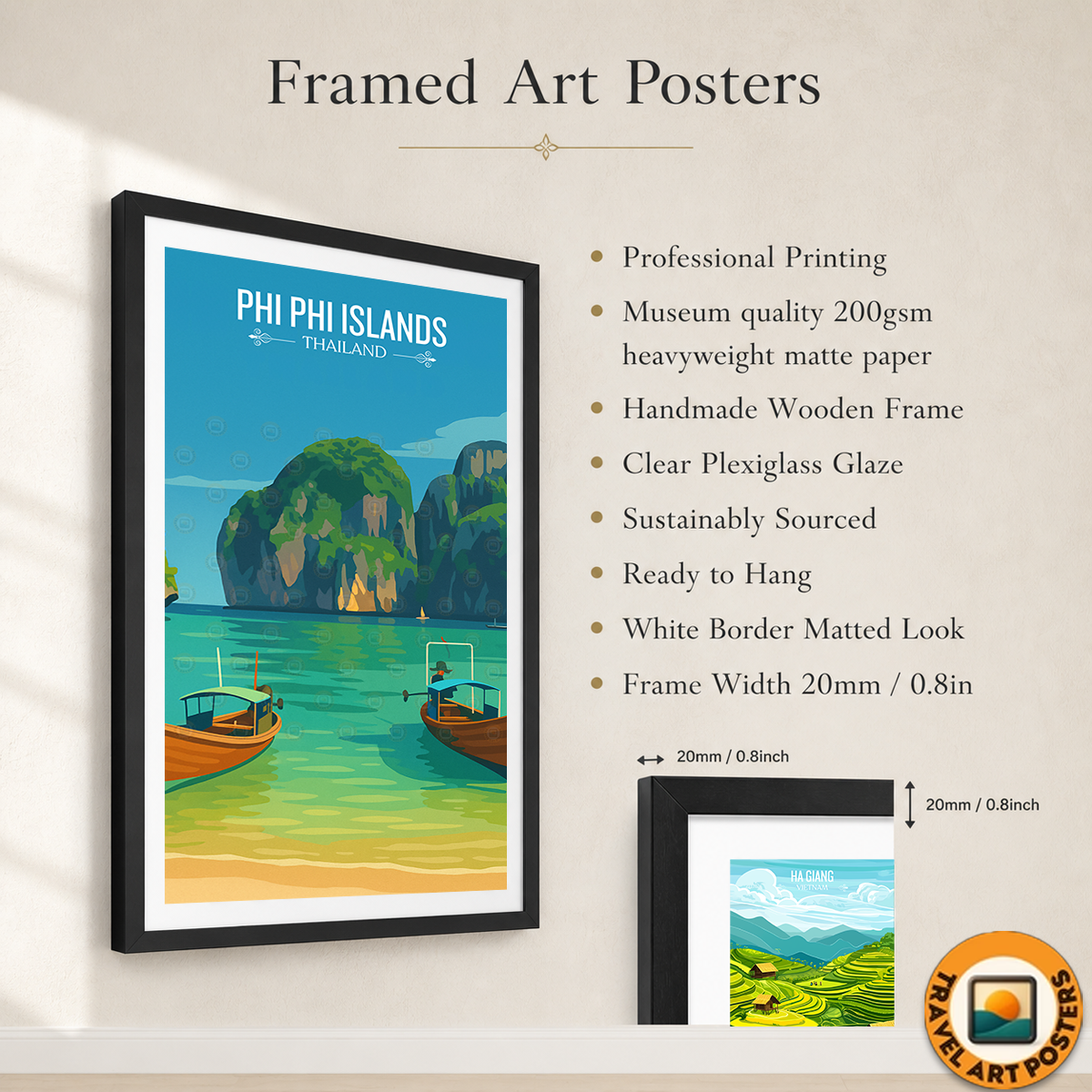 Phi Phi Island - Thailand - Travel Poster Vintage Style Wall Art Print