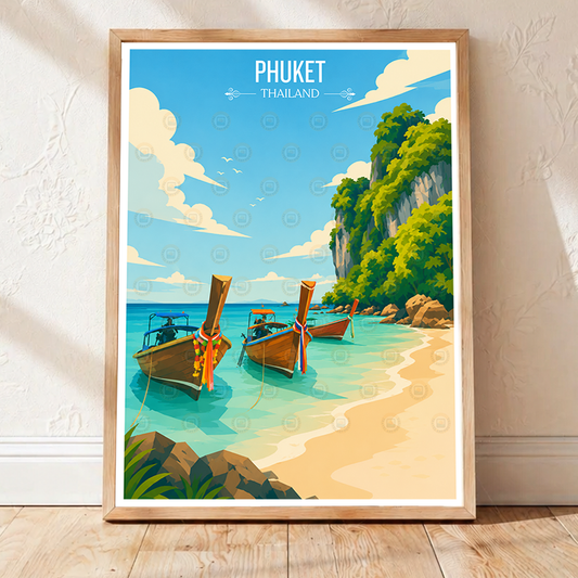 Phuket - Thailand - Travel Poster Vintage Style Wall Art Print - Art Print - Travel Art Poster