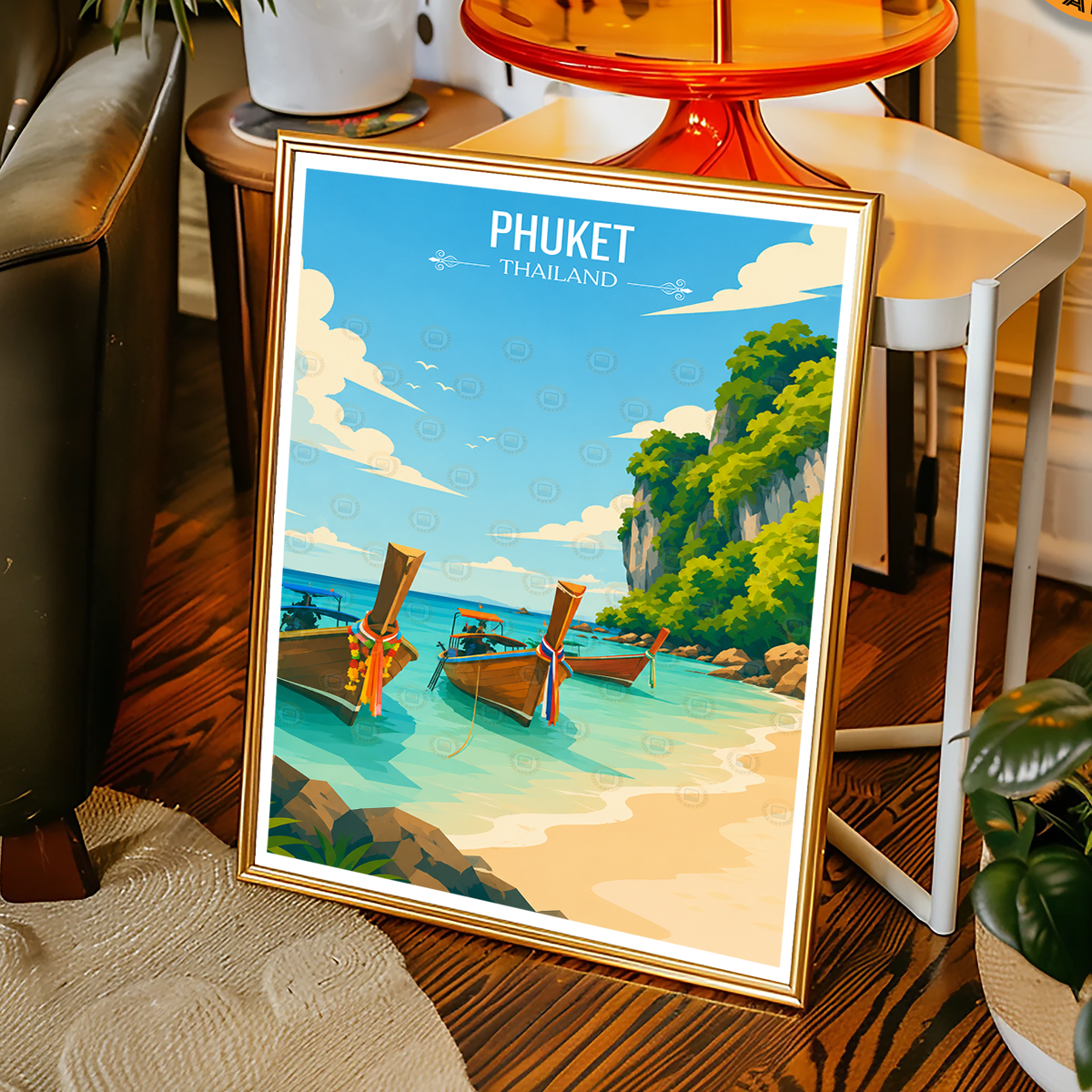 Phuket - Thailand - Travel Poster Vintage Style Wall Art Print