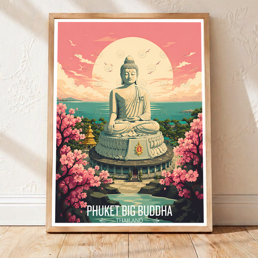 Phuket Big Buddha - Thailand - Travel Poster Vintage Style Wall Art Print - Art Print - Travel Art Poster