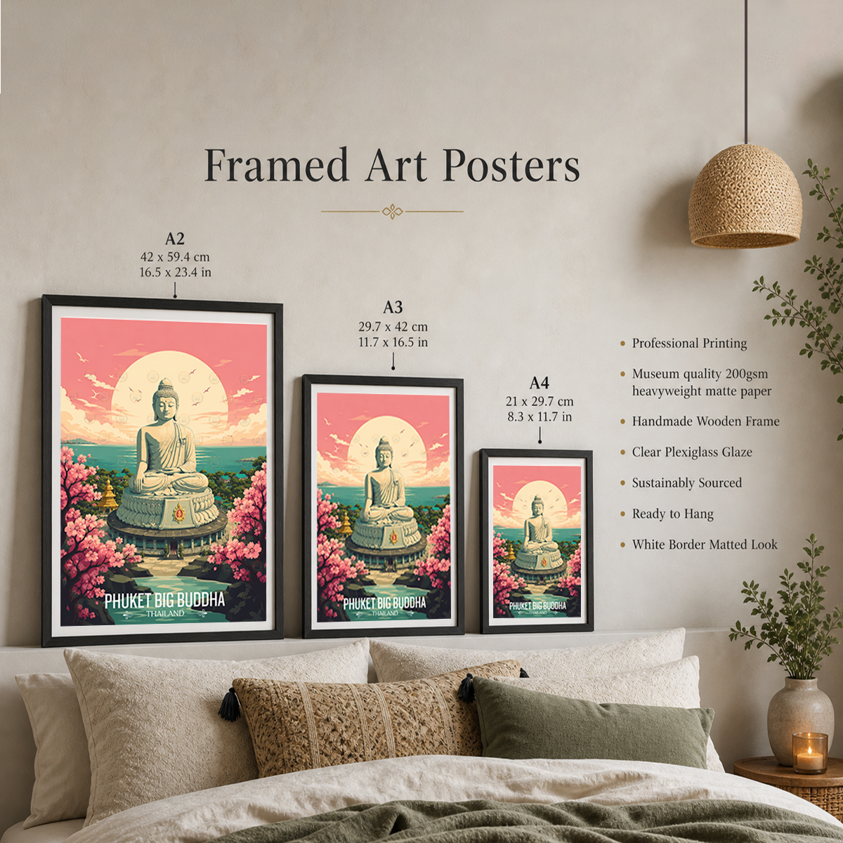 Phuket Big Buddha - Thailand - Travel Poster Vintage Style Wall Art Print