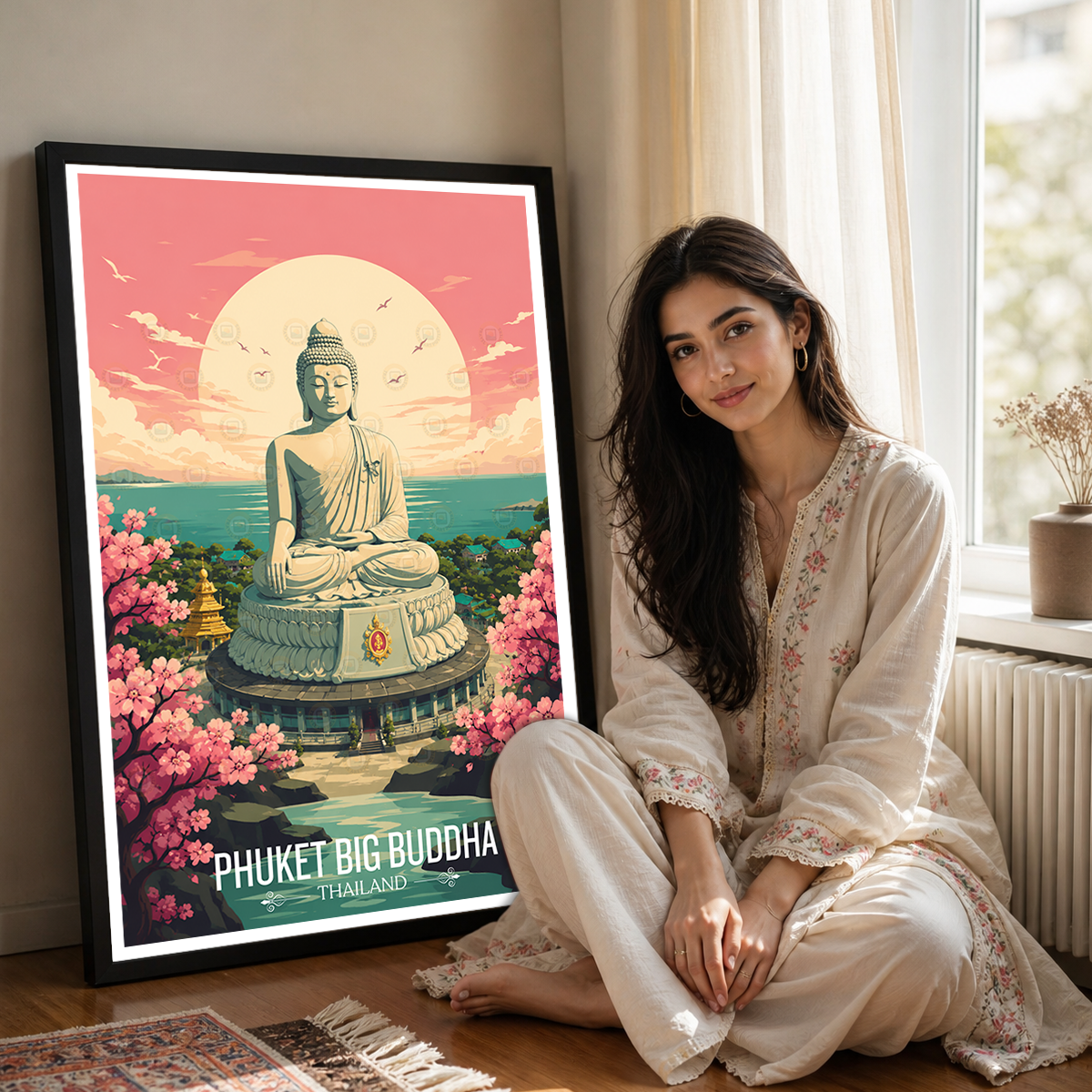Phuket Big Buddha - Thailand - Travel Poster Vintage Style Wall Art Print