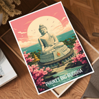 Phuket Big Buddha - Thailand - Travel Poster Vintage Style Wall Art Print