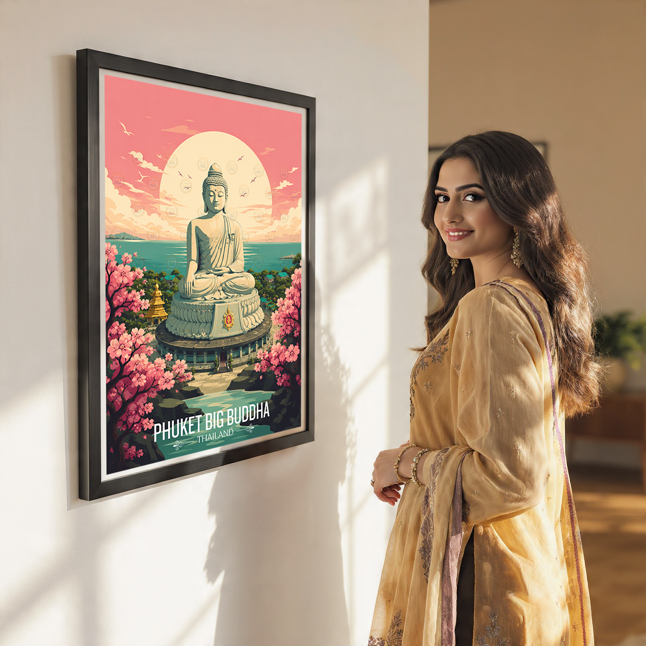 Phuket Big Buddha - Thailand - Travel Poster Vintage Style Wall Art Print
