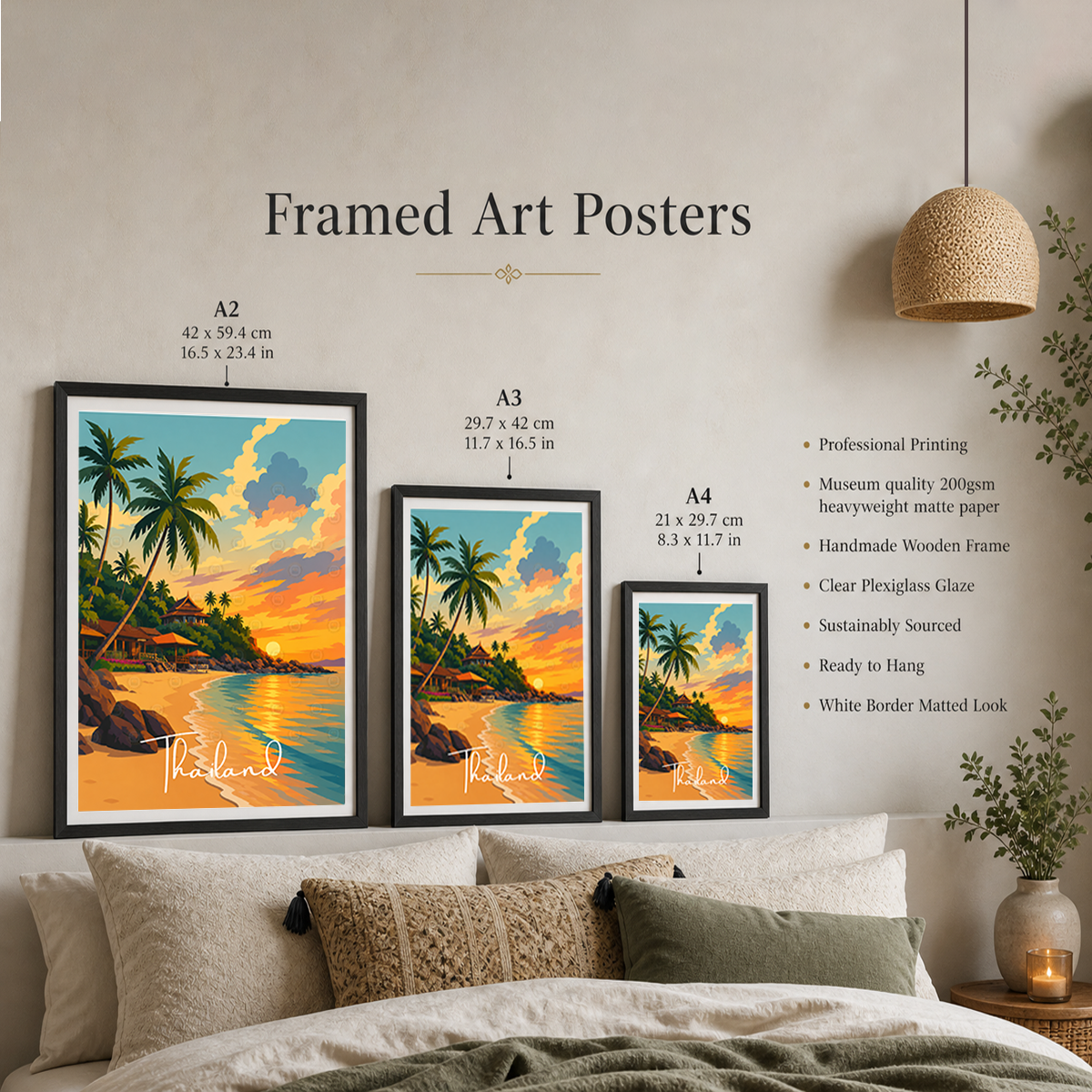Thailand - Travel Poster Vintage Style Wall Art Print