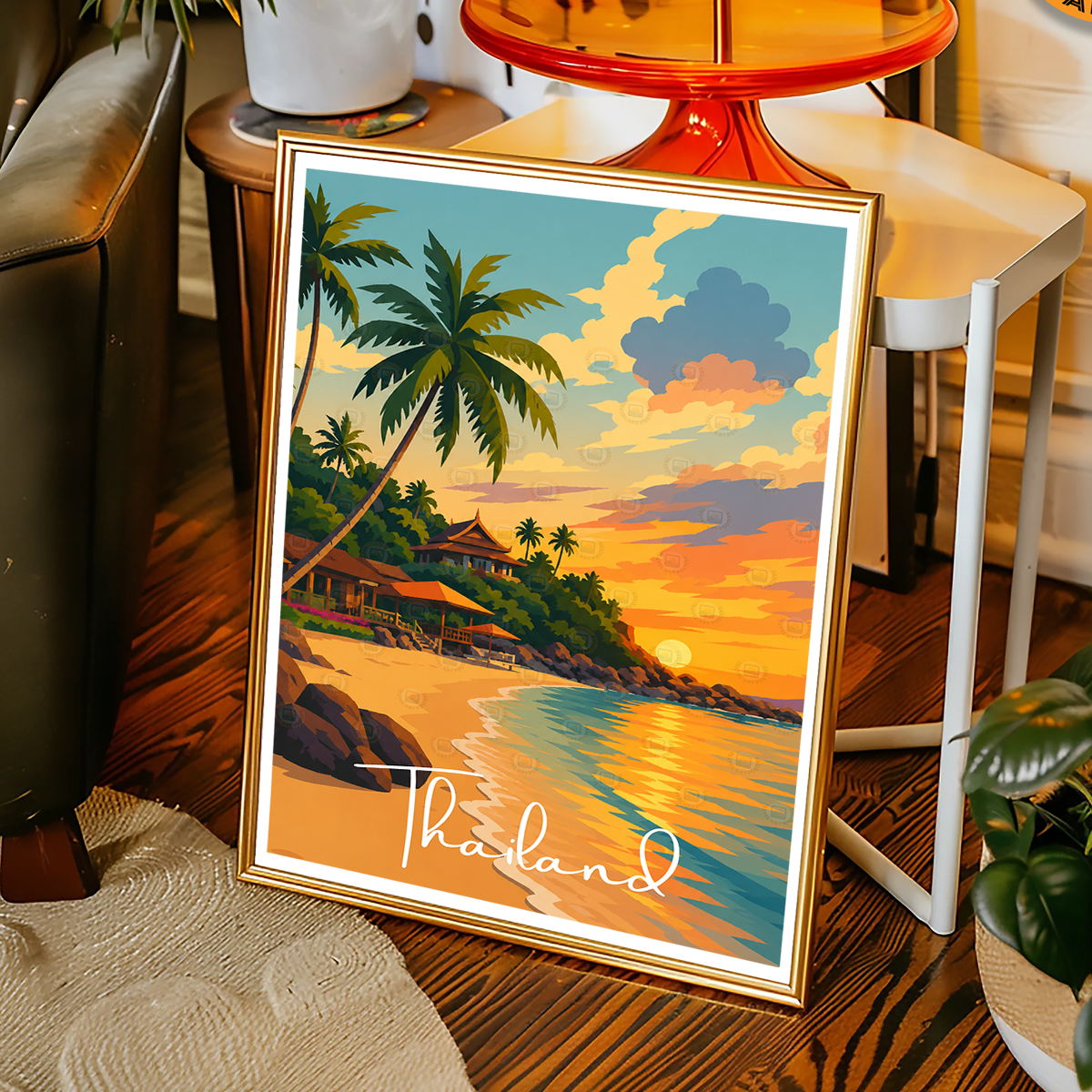 Thailand - Travel Poster Vintage Style Wall Art Print