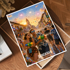 Songkran - Thailand - Travel Poster Vintage Style Wall Art Print