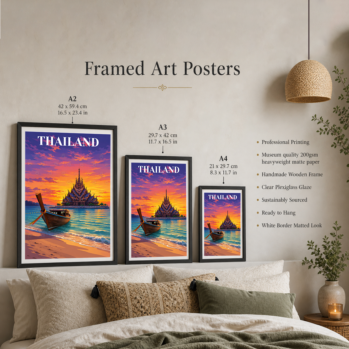 Thailand - Travel Poster Vintage Style Wall Art Print