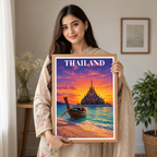 Thailand - Travel Poster Vintage Style Wall Art Print