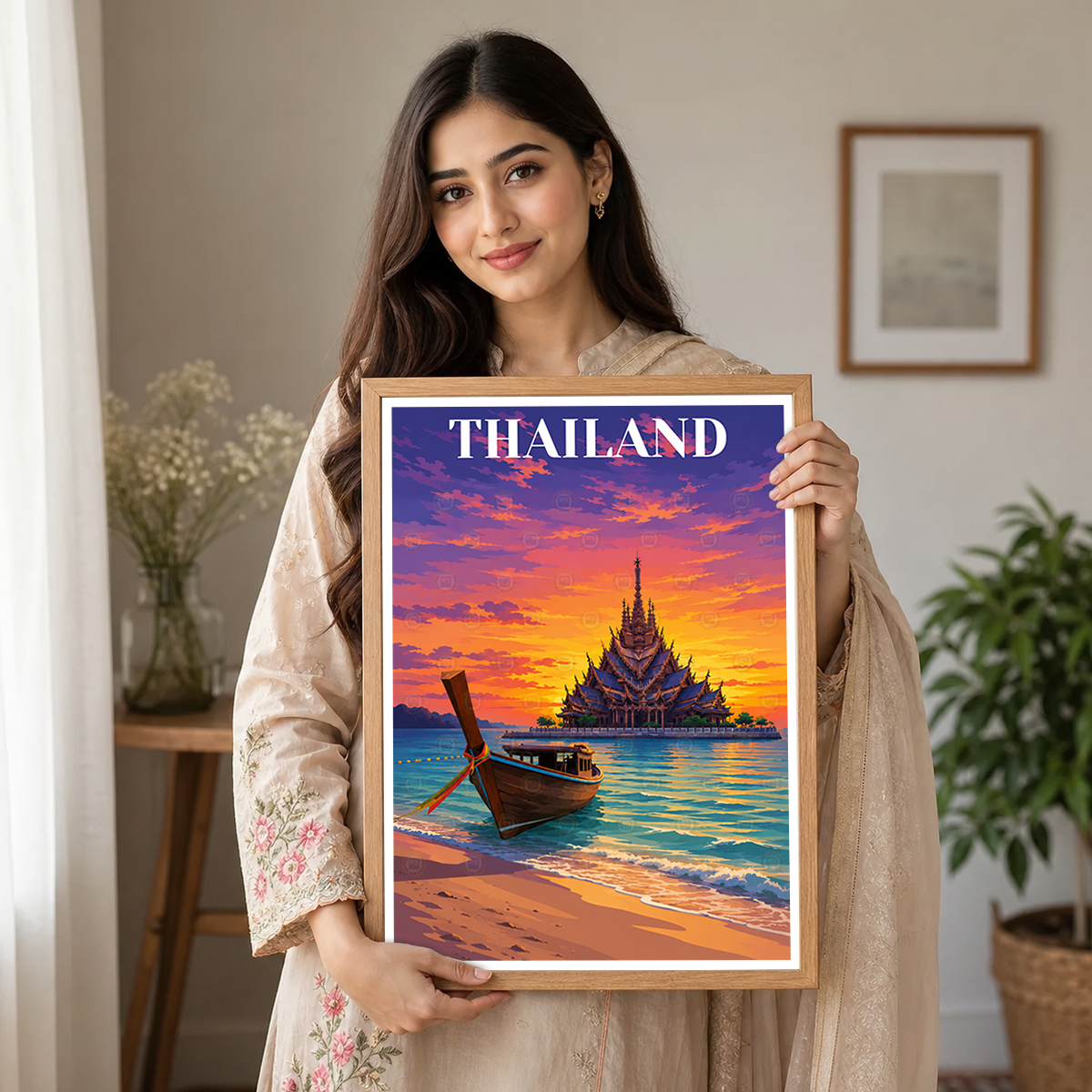 Thailand - Travel Poster Vintage Style Wall Art Print