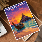Thailand - Travel Poster Vintage Style Wall Art Print