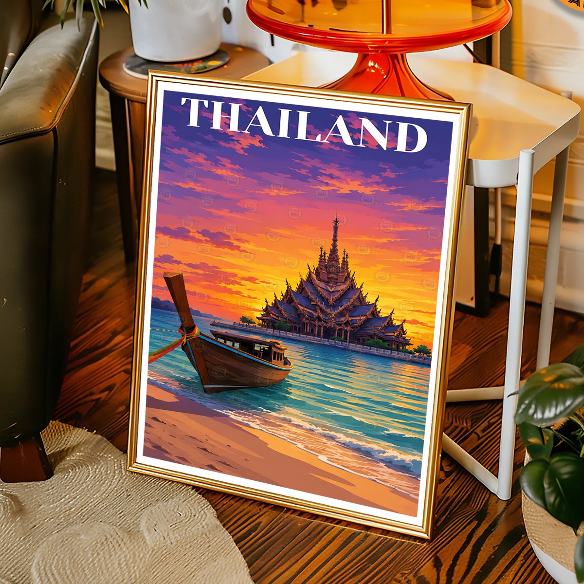 Thailand - Travel Poster Vintage Style Wall Art Print