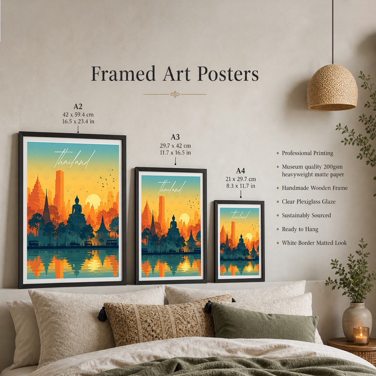 Thailand - Travel Poster Vintage Style Wall Art Print