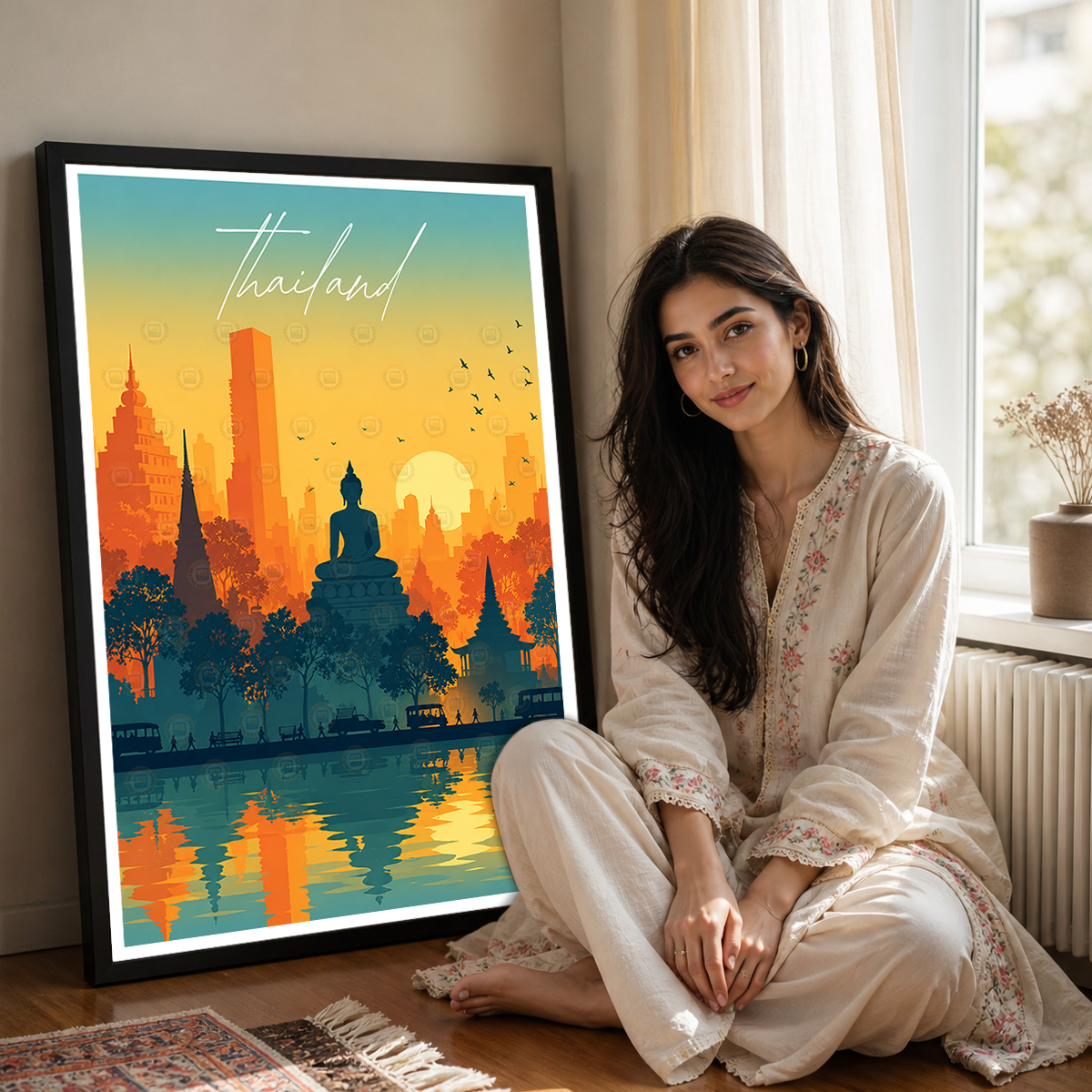 Thailand - Travel Poster Vintage Style Wall Art Print
