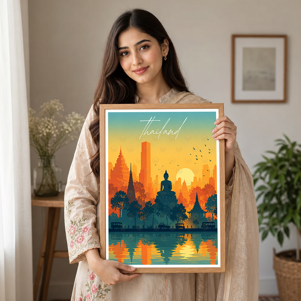 Thailand - Travel Poster Vintage Style Wall Art Print