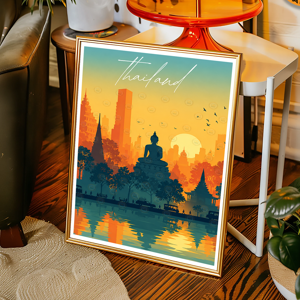 Thailand - Travel Poster Vintage Style Wall Art Print