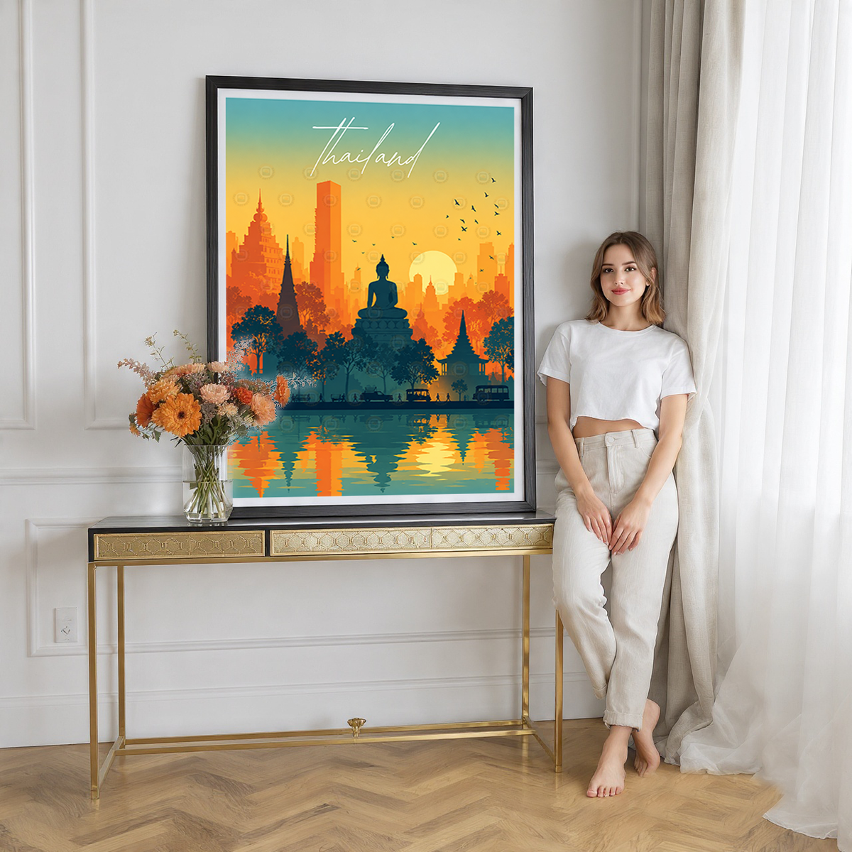 Thailand - Travel Poster Vintage Style Wall Art Print