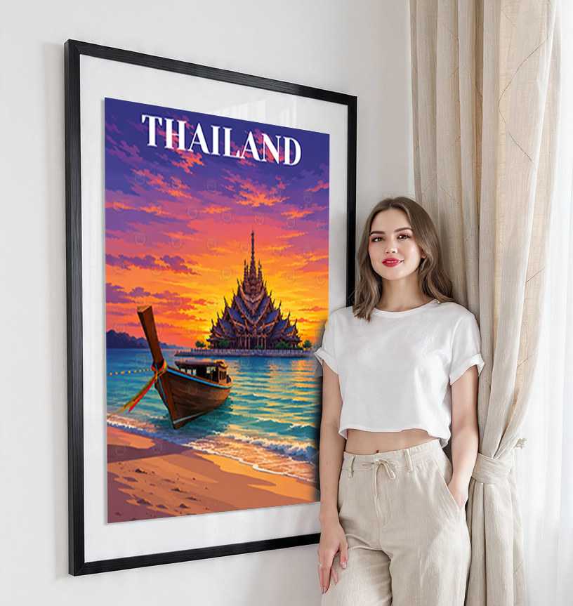 Thailand - Travel Poster Vintage Style Wall Art Print