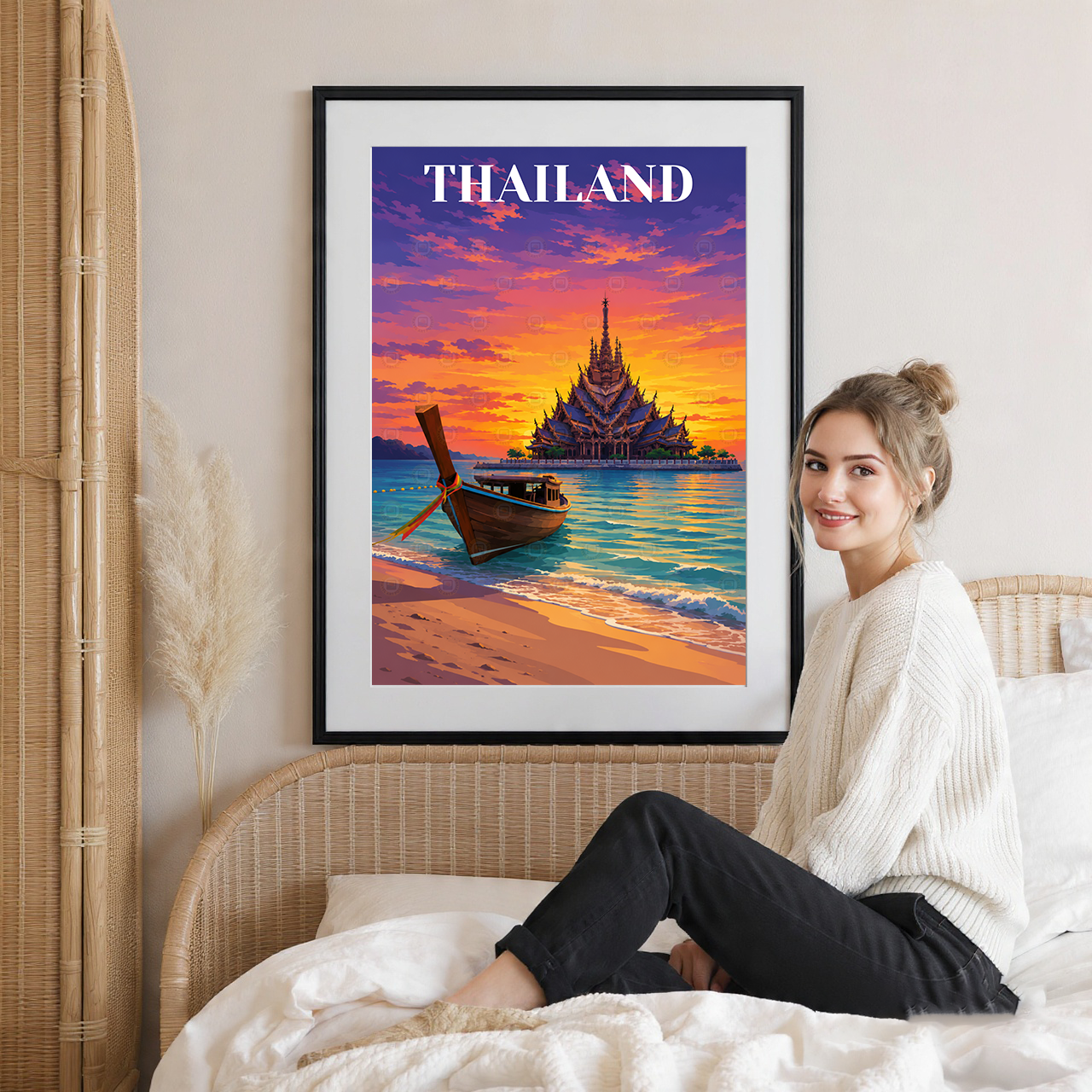 Thailand - Travel Poster Vintage Style Wall Art Print