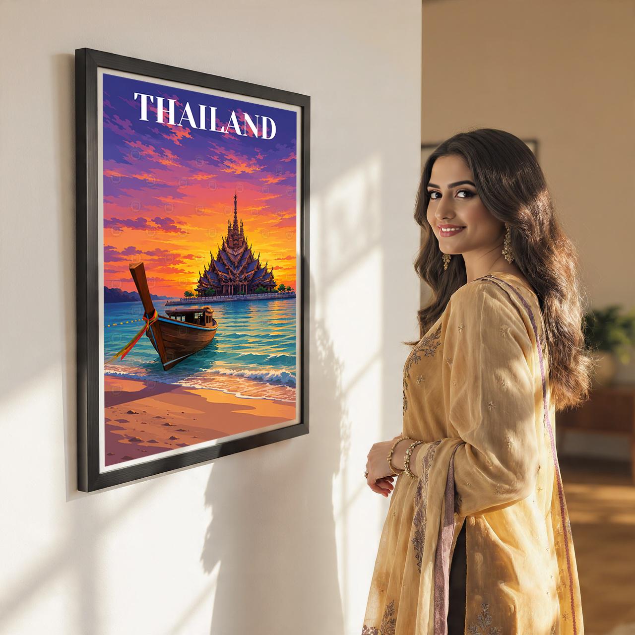 Thailand - Travel Poster Vintage Style Wall Art Print
