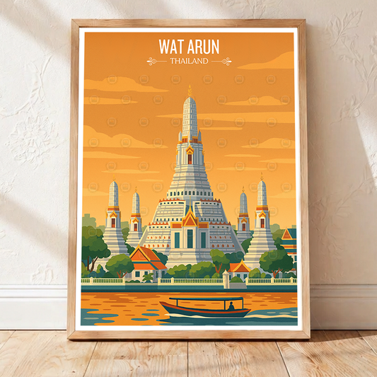 Wat Arun - Thailand - Travel Poster Vintage Style Wall Art Print - Art Print - Travel Art Poster