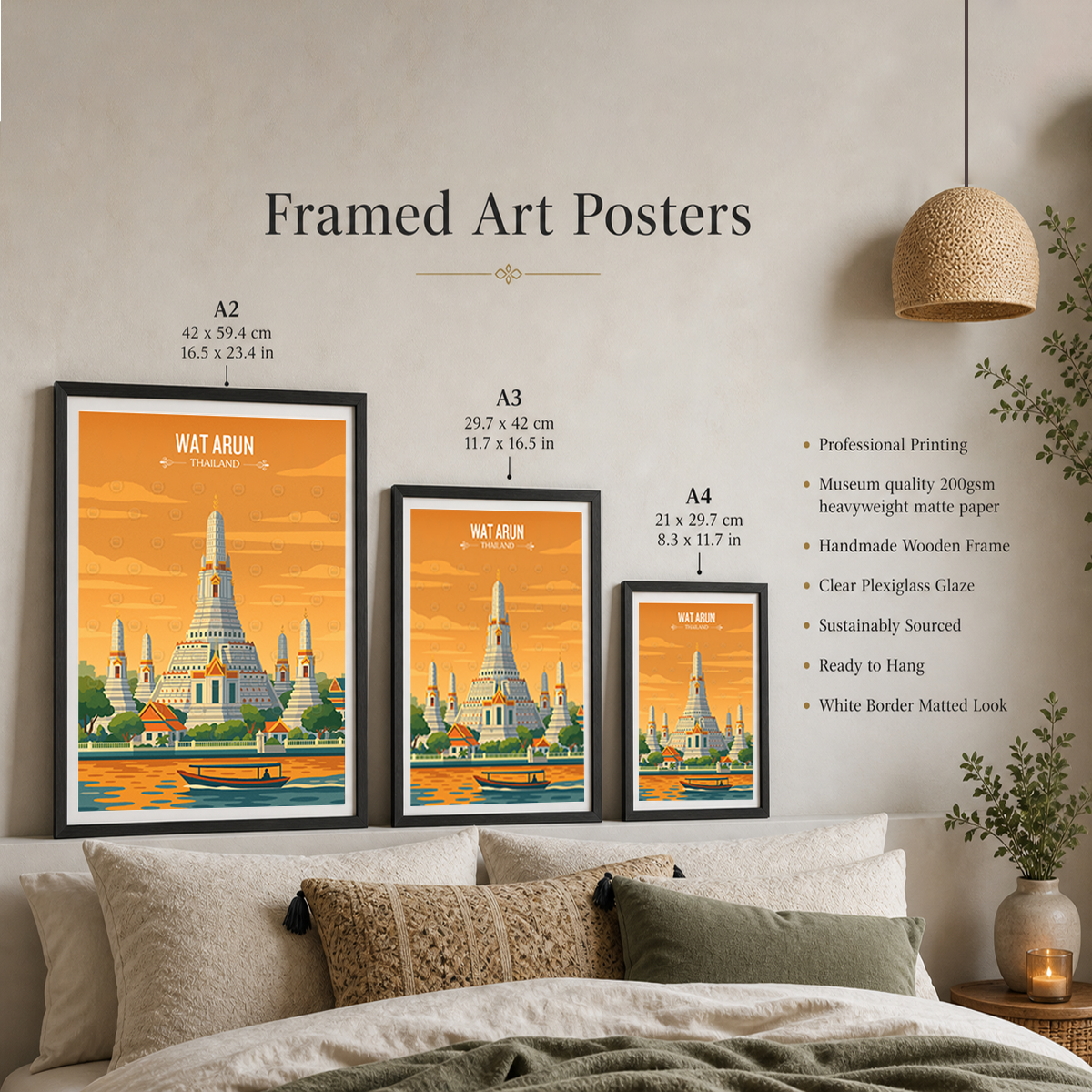 Wat Arun - Thailand - Travel Poster Vintage Style Wall Art Print