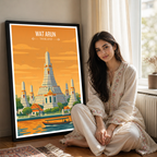 Wat Arun - Thailand - Travel Poster Vintage Style Wall Art Print