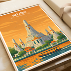 Wat Arun - Thailand - Travel Poster Vintage Style Wall Art Print