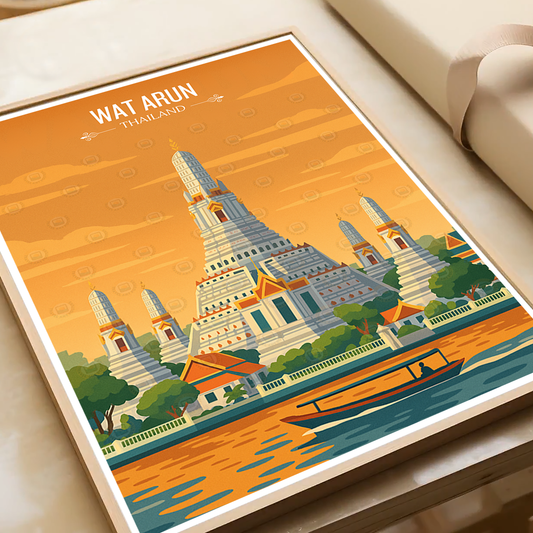 Wat Arun - Thailand - Travel Poster Vintage Style Wall Art Print - Art Print - Travel Art Poster