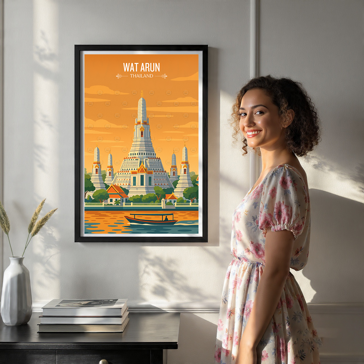 Wat Arun - Thailand - Travel Poster Vintage Style Wall Art Print