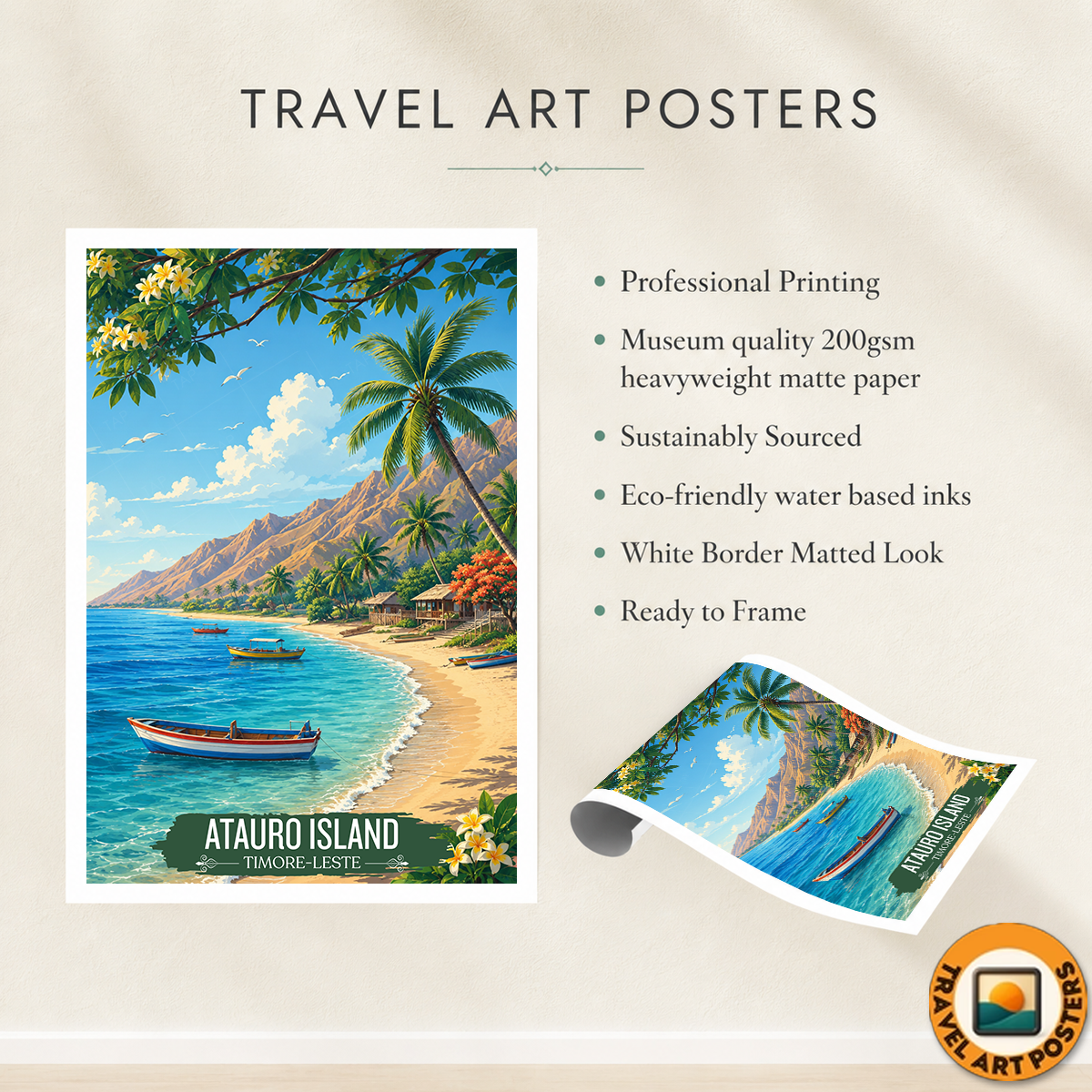 Atauro Island - Timor-Leste - Travel Poster Vintage Style Wall Art Print