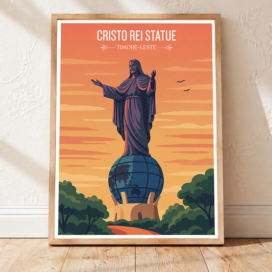 Cristo Rei Statue - Timor-Leste - Travel Poster Vintage Style Wall Art Print - Art Print - Travel Art Poster