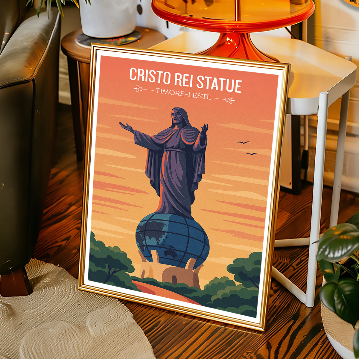 Cristo Rei Statue - Timor-Leste - Travel Poster Vintage Style Wall Art Print