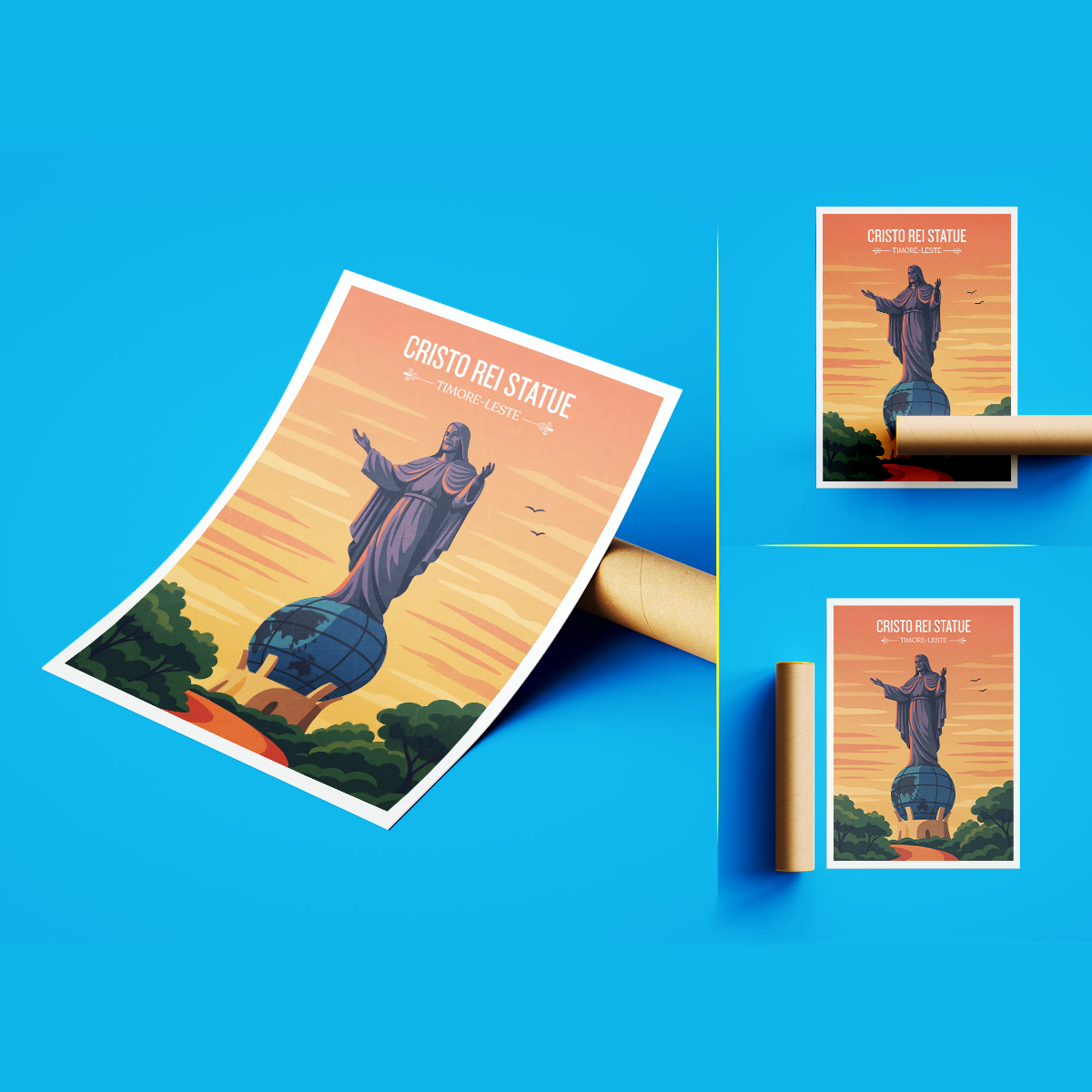 Cristo Rei Statue - Timor-Leste - Travel Poster Vintage Style Wall Art Print
