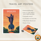 Cristo Rei Statue - Timor-Leste - Travel Poster Vintage Style Wall Art Print