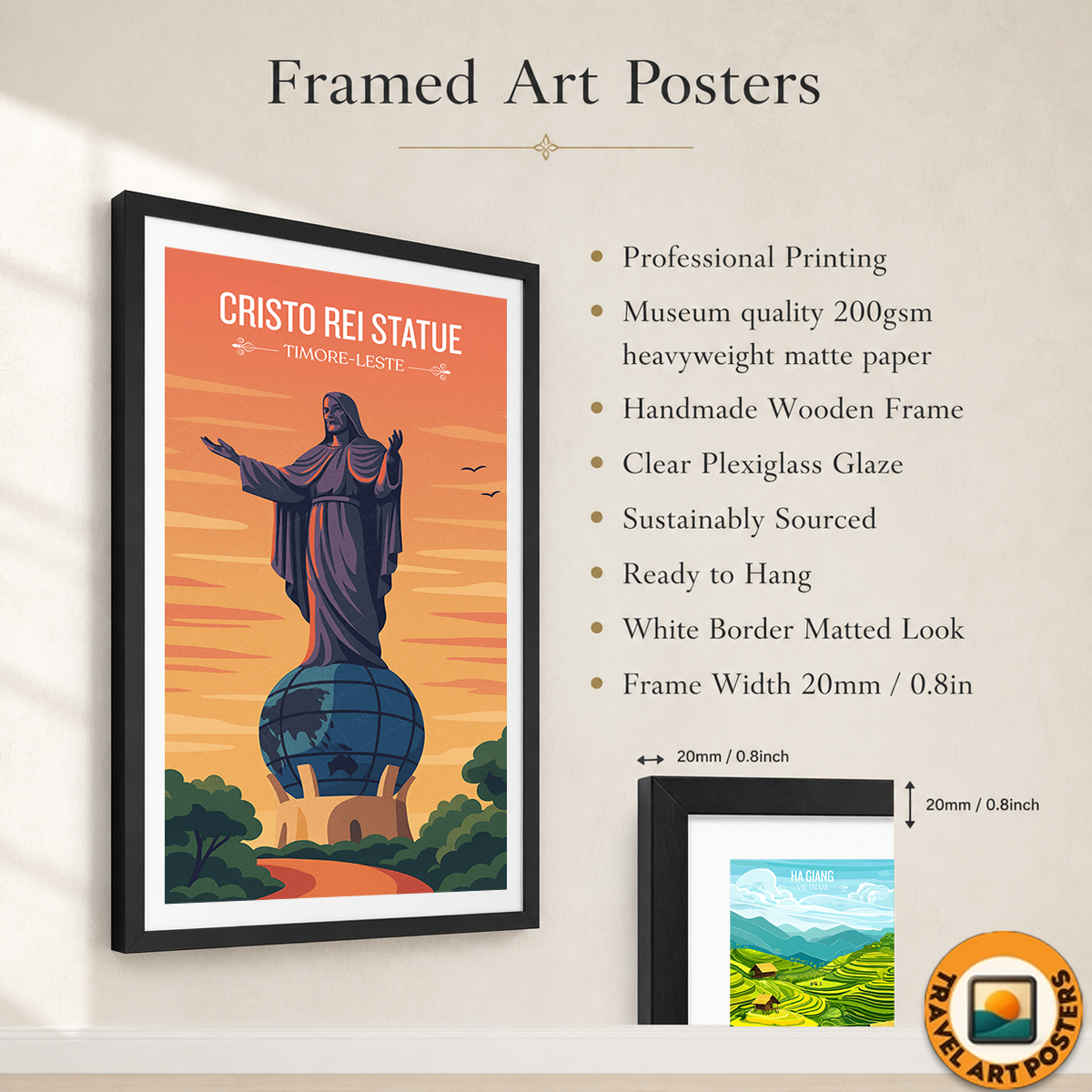 Cristo Rei Statue - Timor-Leste - Travel Poster Vintage Style Wall Art Print