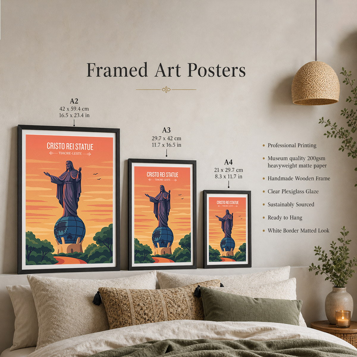 Cristo Rei Statue - Timor-Leste - Travel Poster Vintage Style Wall Art Print